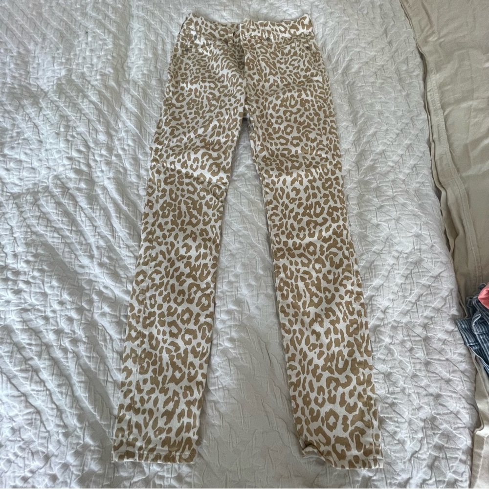 JCrew Animal print white and tan jeans size 25